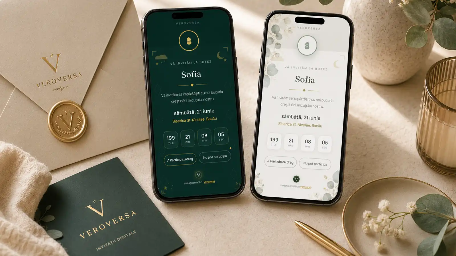 Modele de invitații de botez în acuarelă pentru fete și băieți